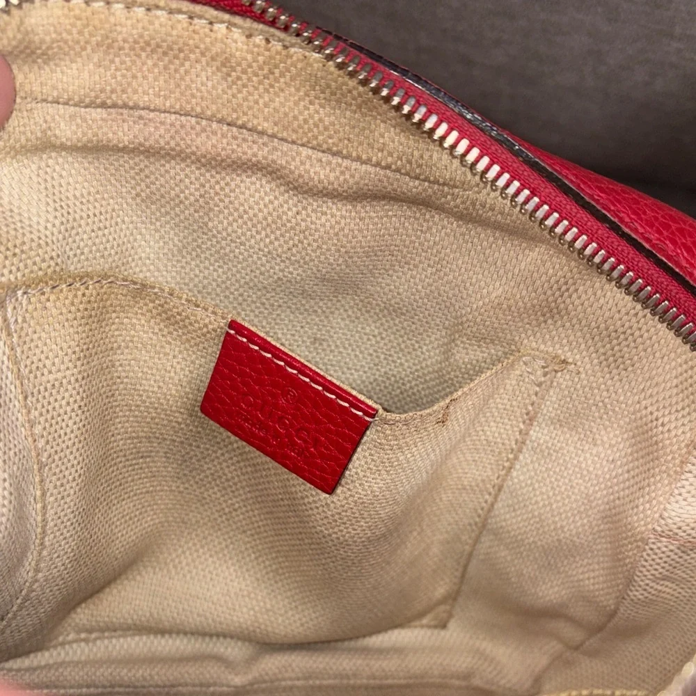 Authentic Gucci Soho Red Disco Leather Crossbody with Tassel